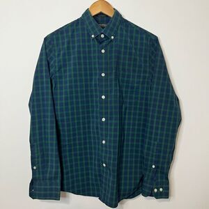 Banana Republic Slim Flex Fit Mens Dress Shirt Blue & Green Plaid Size Small (S)